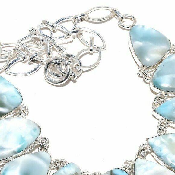 NEW - Caribbean Larimar Handmade Sterling Adjustable Necklace - Picture 2 of 5